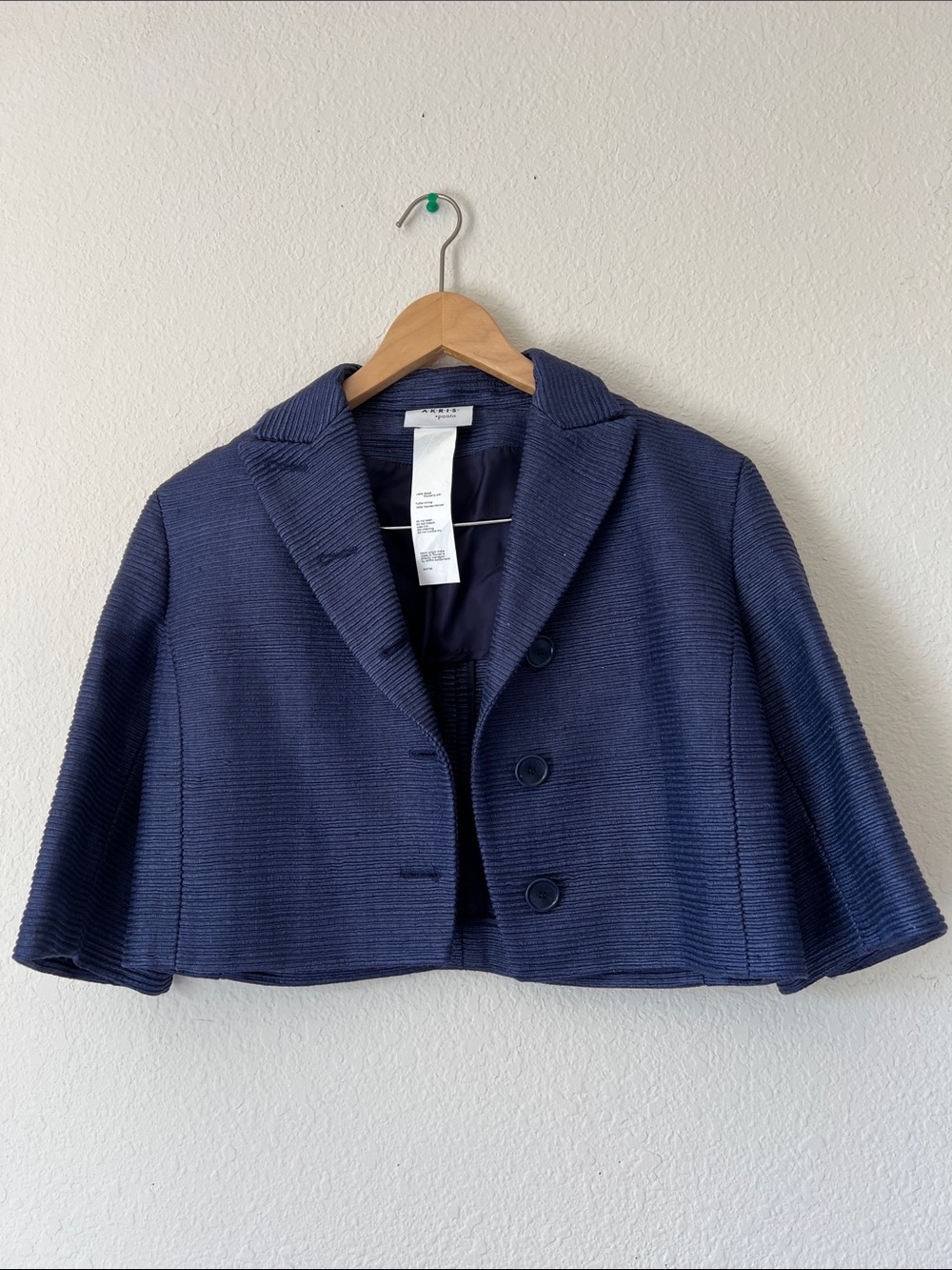 Akris Punto Navy Cropped Cape Jacket